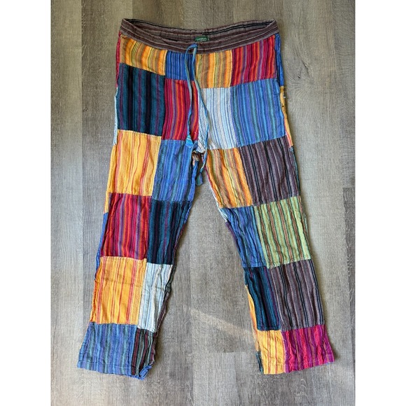 Kathmandu Other - Kathmandu Imports Patchwork Pants Sz L Cotton Hippie Boho Festival Made in Nepal